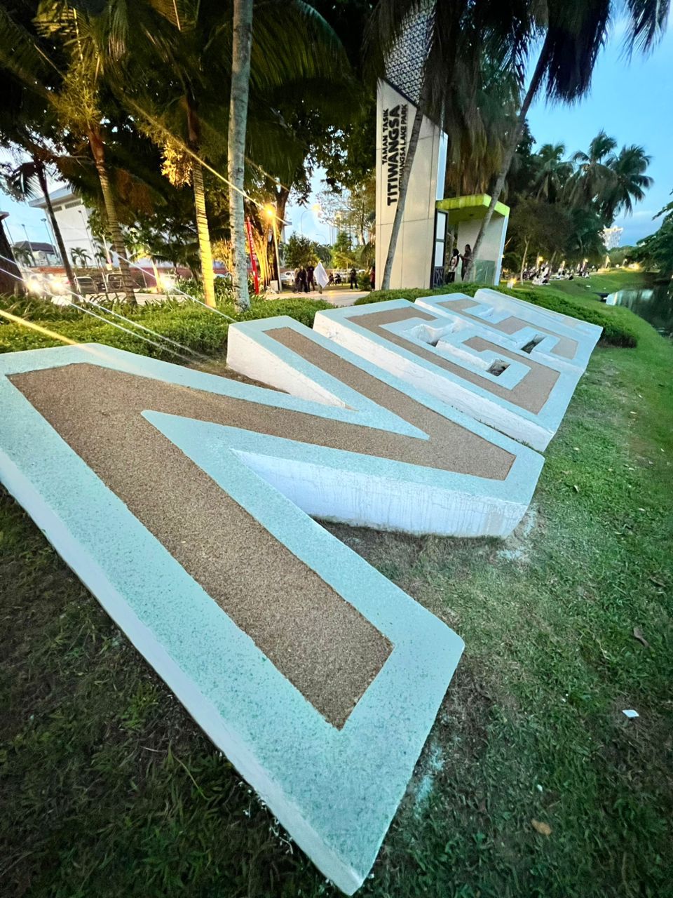 Taman Tasik Titiwangsa landmark letters after GLASTE resurfacing during daylight